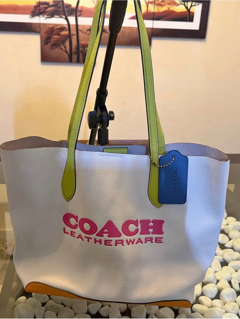 COACH KIA Tote in colorblock pebbled leather with Bold Tag